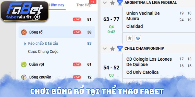 Chơi bóng rổ tại thể thao FABET