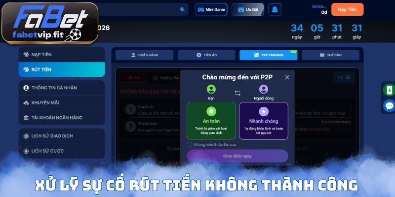 Xử lý sự cố rút tiền không thành công